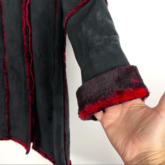 INS Dark Charcoal Faux Suede Boho Coat - Picture 3 of 11